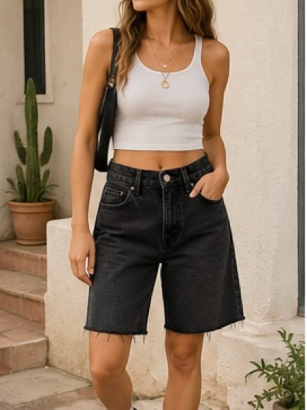 BDG Urban Outfitters Washed Black Denim Jorts Bermuda Shorts Size 27 NWT